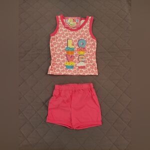 Kids Cupcake Print Matching Set - Pink